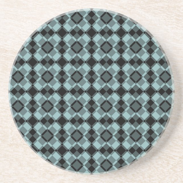 Porta-copos Blue Black Checker Argyle Pattern (Frente)