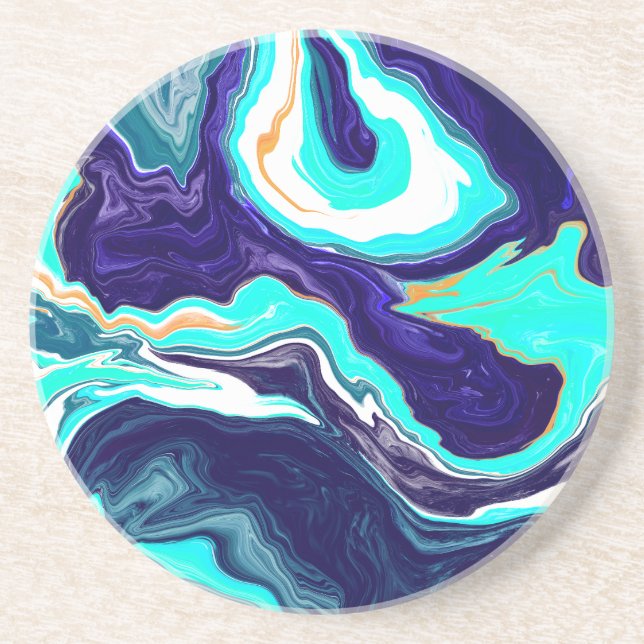 Porta-copos Blue TeOcean Swirls Marble Fluid Art (Frente)