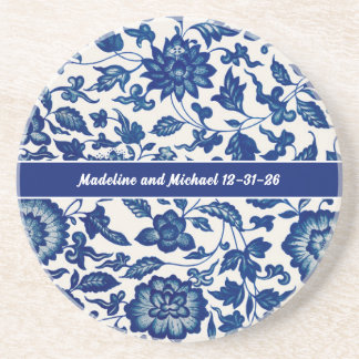 Porta-copos Blue Wildflower French Country Toile Chinoiserie