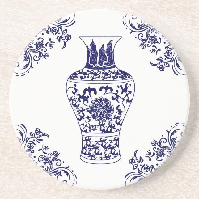 Porta-copos Blue Willow Chinoiserie Blue e White Ginger Jar (Frente)