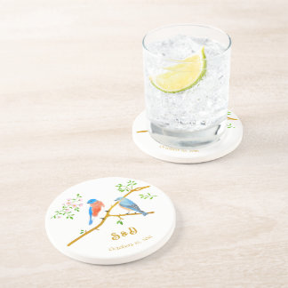 Porta-copos Bluebirds Wedding Round Stone Coasters