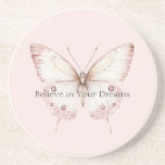 Porta-copos Blush Pink Butterfly Believe in Dreams<br><div class="desc">Blush Pink Butterfly Believe in Dreams</div>