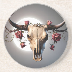 Porta-copos Boho Chic Aquarela Romântico Floral Crânio de Vaca