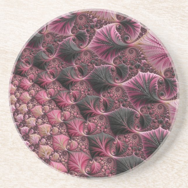 Porta-copos Boho Funky Eclectic Cor-de-rosa Abstrato Fractal (Frente)