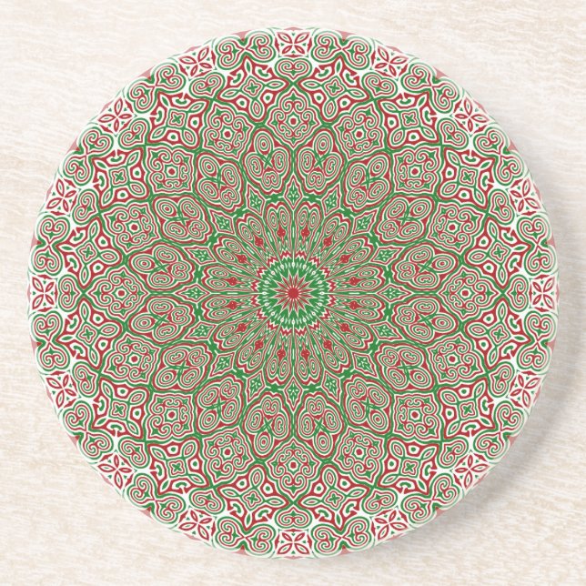 Porta-copos Boho Hippie Funky Trippy Ornate Mandala de Natal  (Frente)