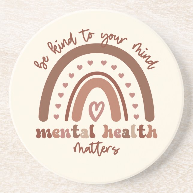 Porta-copos Boho Rainbow Mental Health Seja gentil Com Sua Men (Frente)