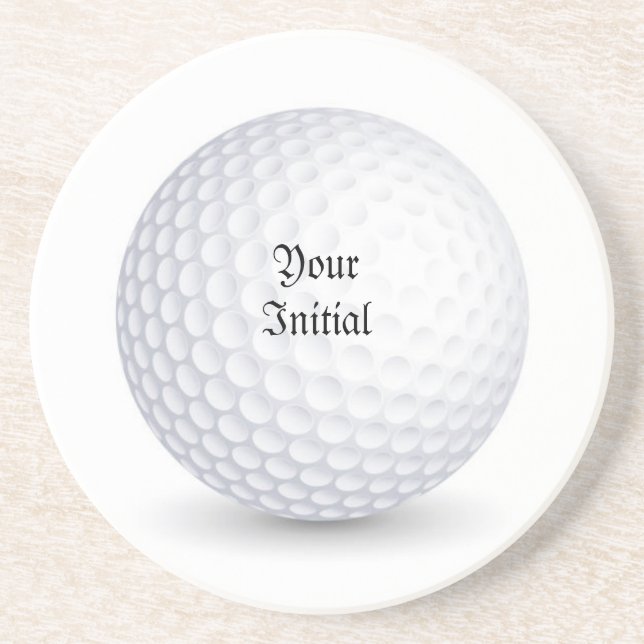 Porta-copos Bola de Golfe 3D Branca Redonda de Arenito como Po (Frente)
