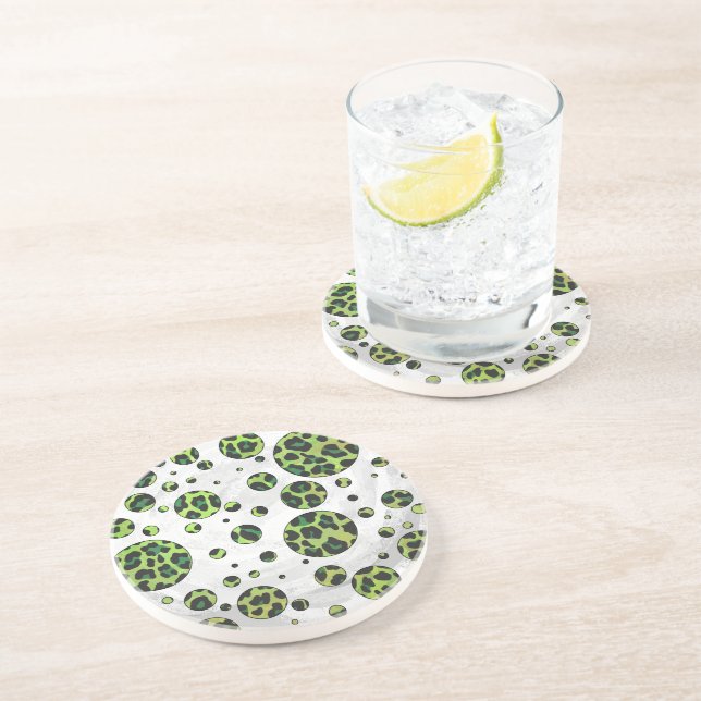 Porta-copos Bolinhas Leopardo Preto e Verde (Lateral)