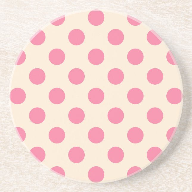Porta-copos Bolinhas rosa em creme (Frente)
