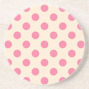 Porta-copos bolinhas rosa no creme