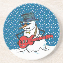 Boneco de neve de balanço que joga uma guitarra