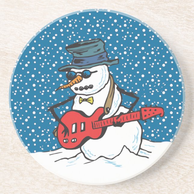 Porta-copos Boneco de neve de balanço que joga uma guitarra (Frente)