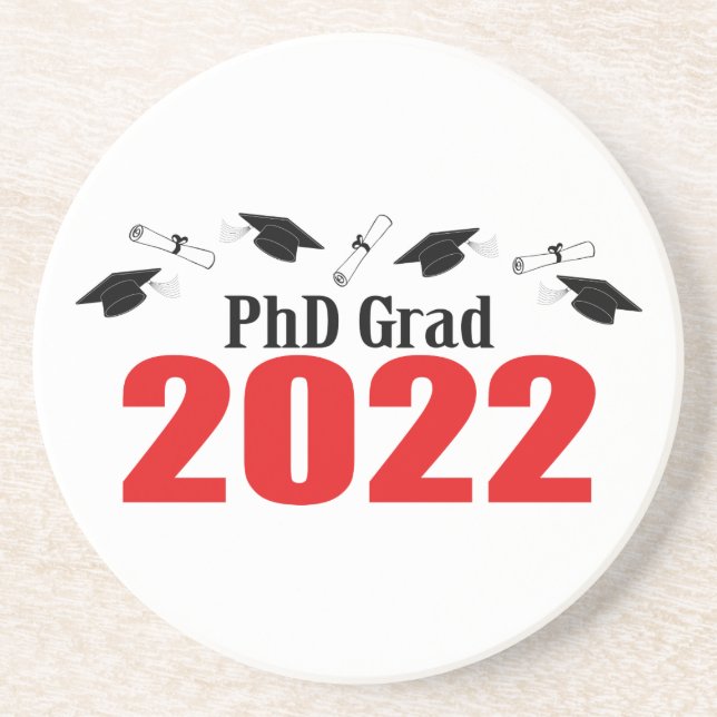 Porta-copos Bonés E Diplomas De PhD 2022 (Vermelho) (Frente)