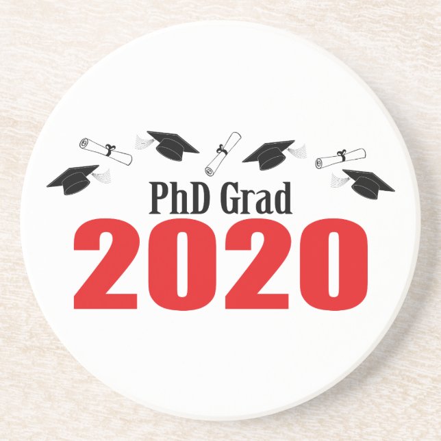 Porta-copos Bonés E Diplomas Do PhD 2020 (Vermelho) (Frente)
