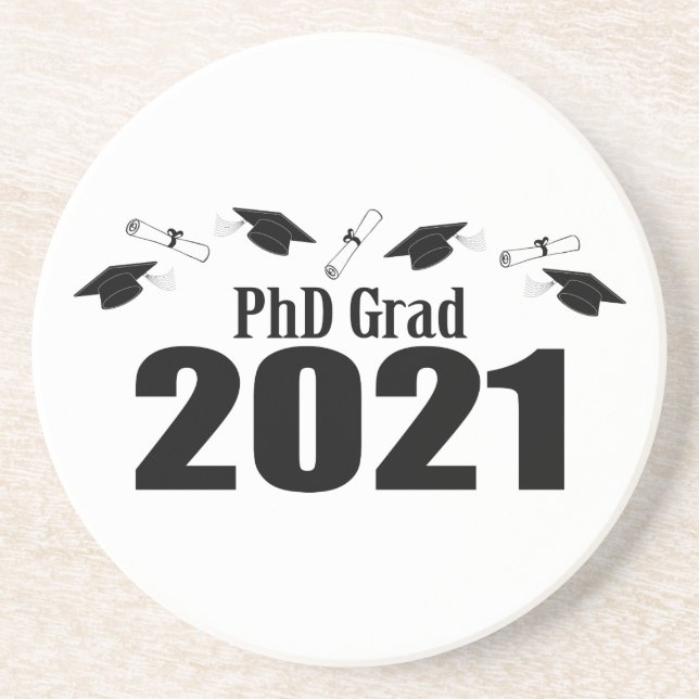 Porta-copos Bonés E Diplomas Do PhD 2021 (Preto) (Frente)