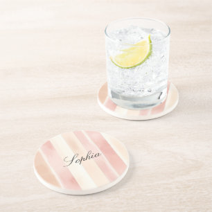 Porta-copos Bonito faixas de creme cor-de-rosa-pêssego