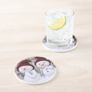 Porta-copos Bonito Natal Azul Snowman