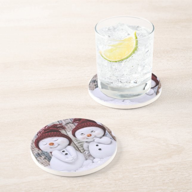 Porta-copos Bonito Natal Azul Snowman (Lateral)
