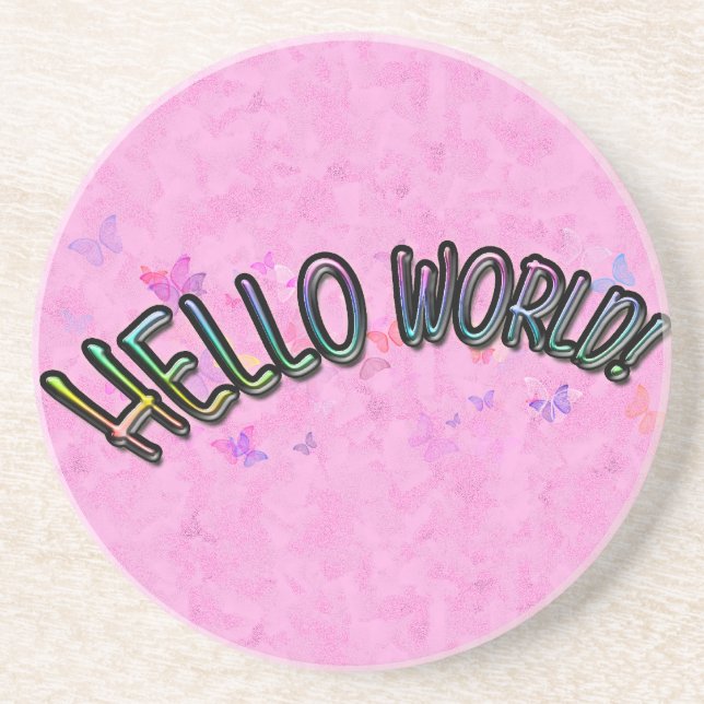 Porta-copos Bonito Rainbow Hello World (Frente)