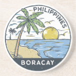 Porta-copos Boracay Filipinas Vintage<br><div class="desc">Design de arte vetorial de Boracay. Boracay é uma pequena ilha no centro das Filipinas. É conhecido por seus resorts e praias.</div>
