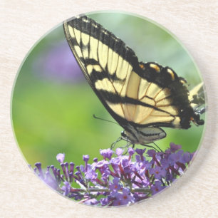 Porta-copos Borboleta amarela e preta na Lavanda