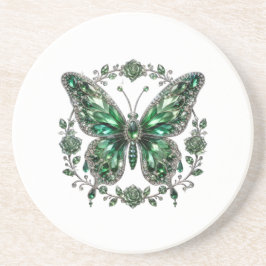 Porta-copos Borboleta de Cristal Verde | Moldura Floral