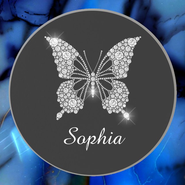 Porta-copos Borboleta Diamante Branco, Nome do Script DIY, Pre (Criador carregado)