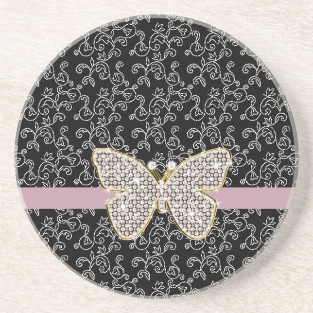Porta-copos Borboleta Floral Chic Black (Frente)