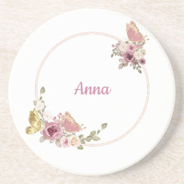 Porta-copos Borboleta Floral em Dourado Rosa – Design Personal