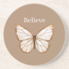Porta-copos Borboleta Marrom Creme