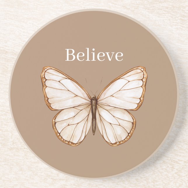 Porta-copos Borboleta Marrom Creme (Frente)