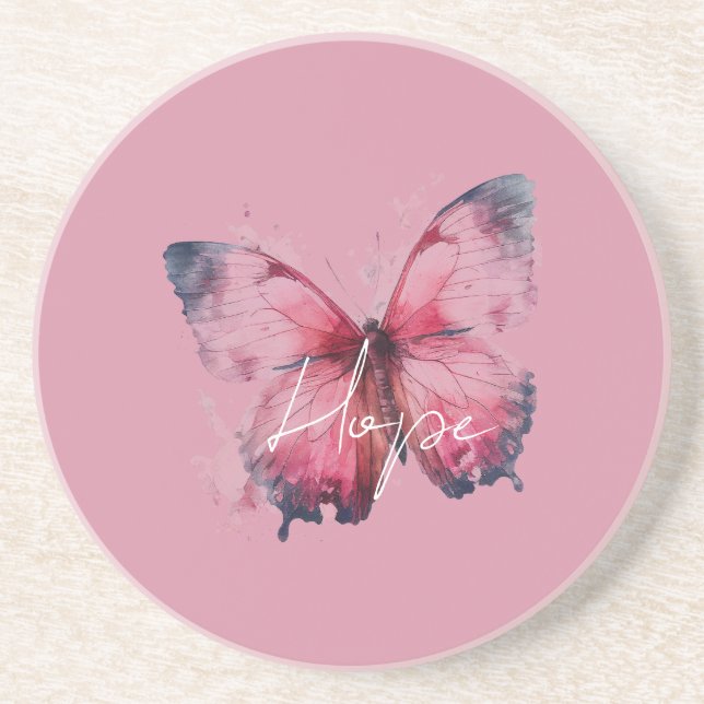 Porta-copos Borboleta Rosa Esperança Inspiradora (Frente)
