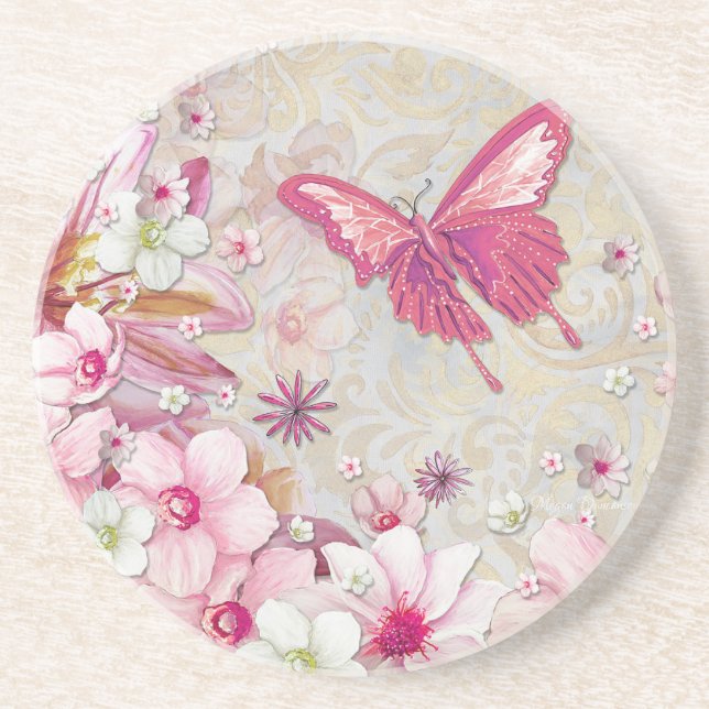 Porta-copos Borboleta rosa-rosa Elegante Na moda (Frente)