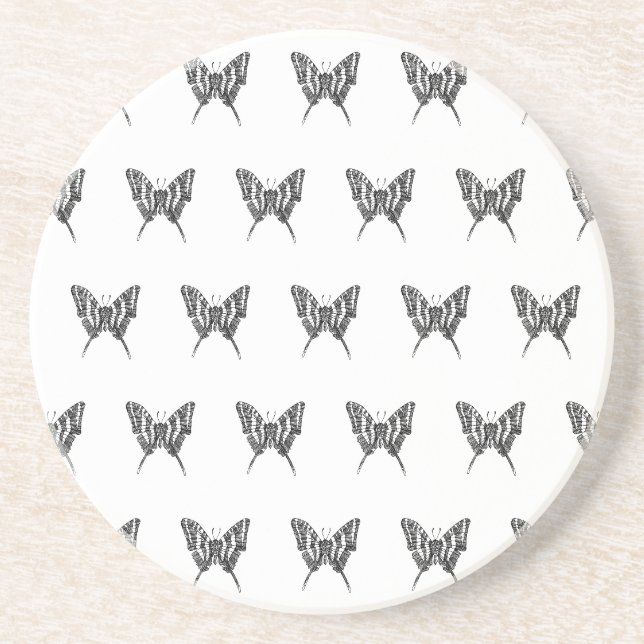 Porta-copos Borboleta Zebra Preto e Branco Padrão de Desenho a (Frente)