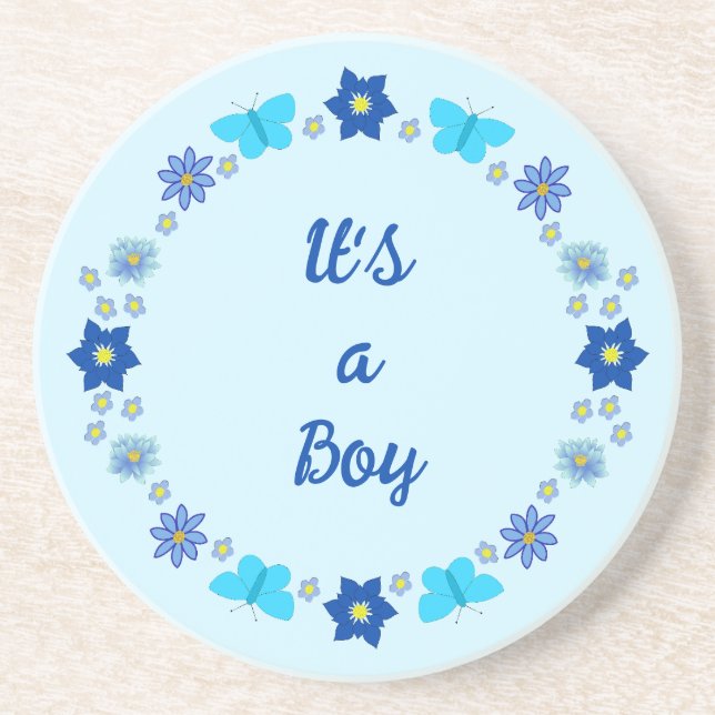Porta-copos Borboletas e flores do menino azul personalizadas (Frente)