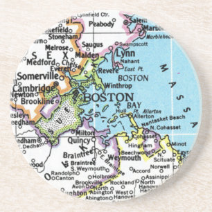 Porta-copos Boston, Massachusetts Vintage Map Sandstone