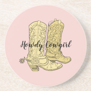 Porta-copos Botas de Cowgirl Rosa Amarelo