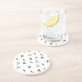 Porta-copos Bourgeon de Fleur - Rose et vert - Motif floral