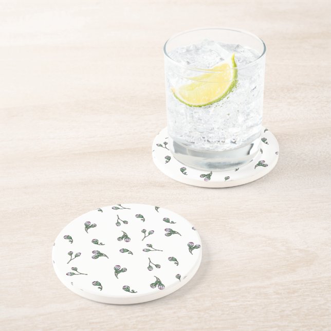 Porta-copos Bourgeon de Fleur - Rose et vert - Motif floral (Lateral)