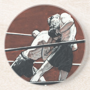 Porta-copos Boxe Esportiva Vintage, Lutadores Lutam no Ringue