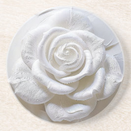 Porta-copos Branco sobre Branco - Rosa Esculpida