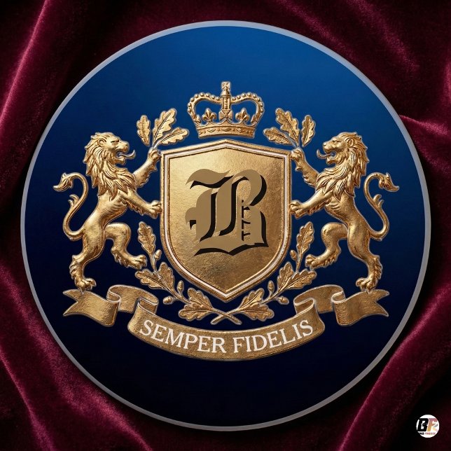 Porta-copos Brasão Real Leão Dourado Semper Fidelis (Criador carregado)