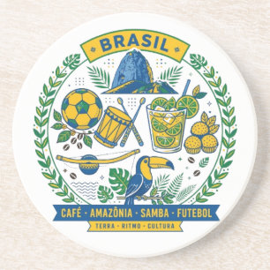 Porta-copos Brasil Culture Badge Cafe Samba Futebol Amazonia