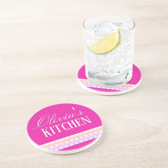 Porta-copos Bright Pink and Pola Dots (Lateral)