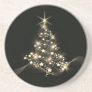 Porta-copos Brilho Dourado de Estrelas na Árvore de Natal Escu