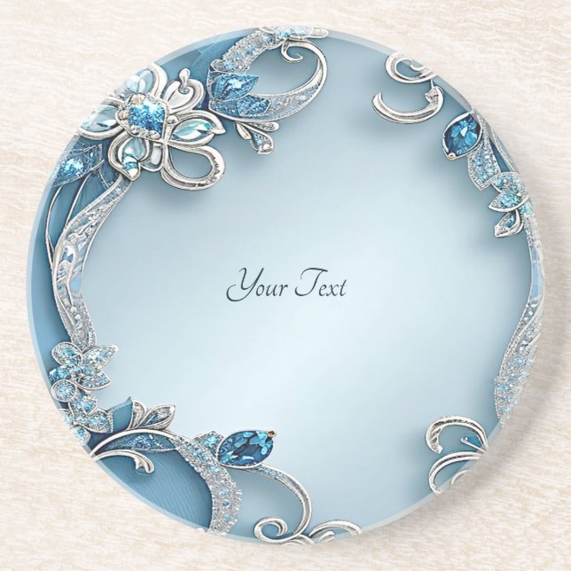 Porta-copos Bule Coaster de Arenito Floral Ornamentado (Frente)