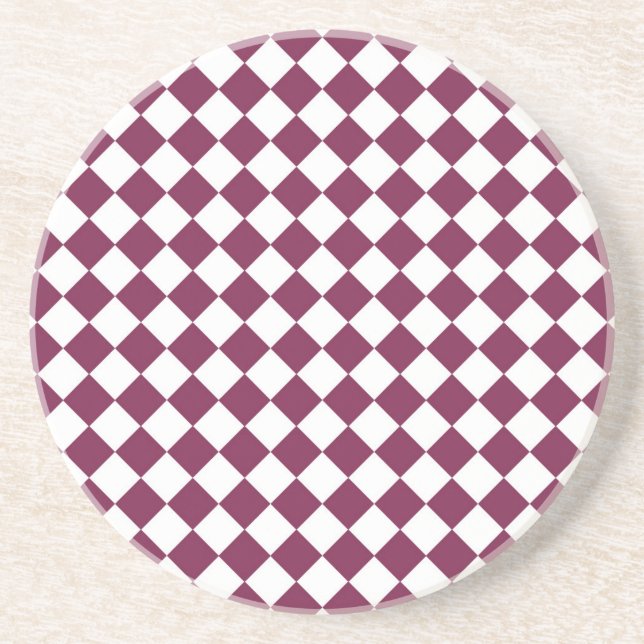 Porta-copos Burgundy White Checker Diamond Pattern (Frente)