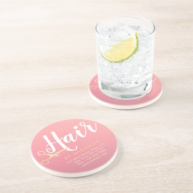 Porta-copos Cabeleireiro Salão de Maquiagem Tesoura Rosa Moder (Lateral)