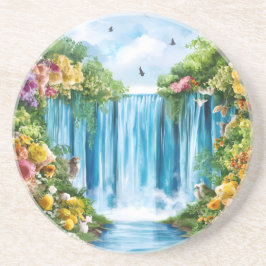 Porta-copos Cachoeira pintada à aquarela