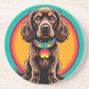 Porta-copos Cachorro com Colar Colorido Dentro de Círculo Deco
